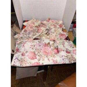 Vintage Floral Tapestry Dinner Napkins Set of 8 Pink Rose Cream Damask Woven